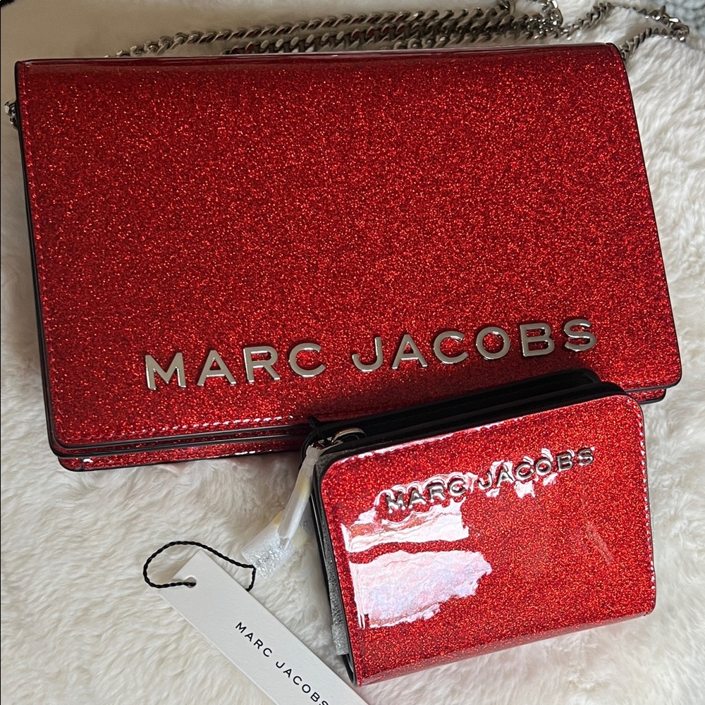 MARC JACOBS Red Glitter Party Wizard of Oz Crossbody w/matching Wallet NWT